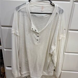 White Long Sleeve Henley Shirt - FP Movement